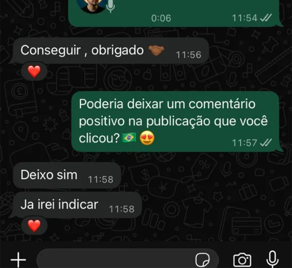 Print de avaliação de cliente